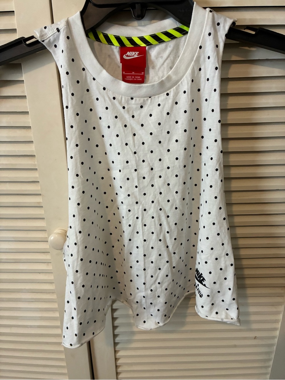 Nike White and Black Polka Dot Track & Field Tank